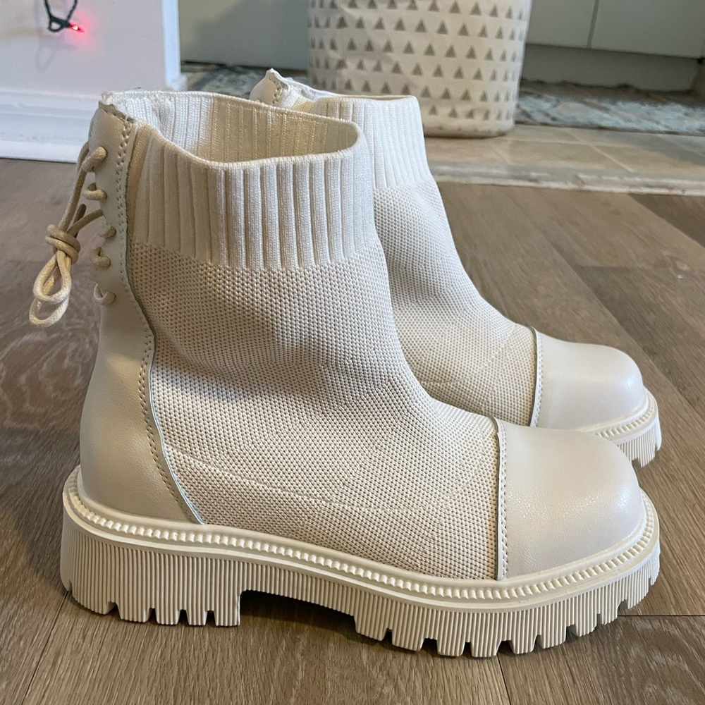 Chunky Heeled Sock Combat Boots